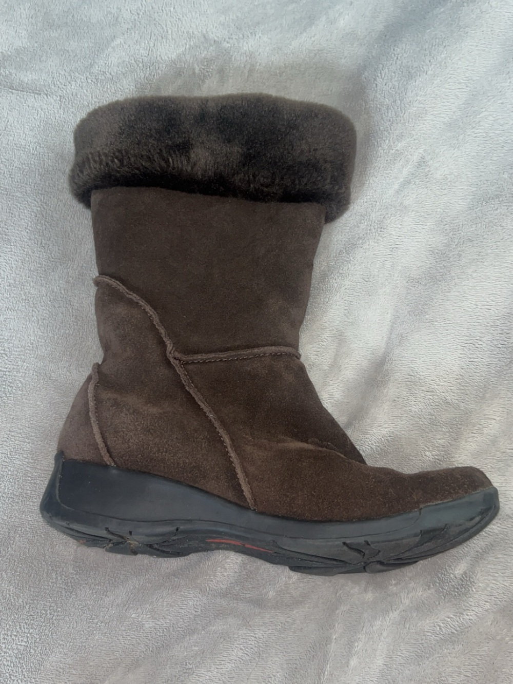 Sporto Women's Brown Suede Fur-Trim Winter Boot